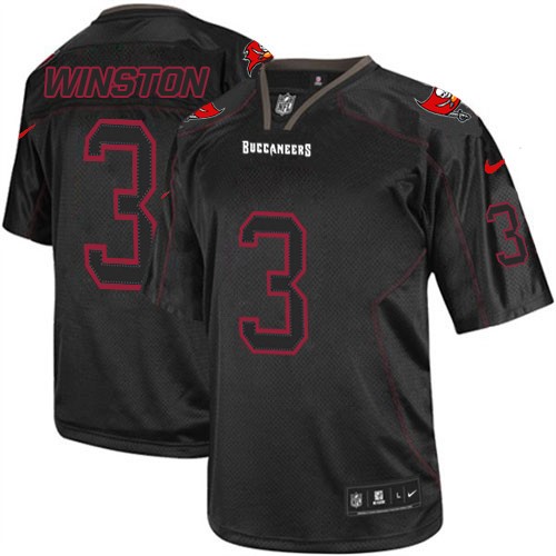 Men's Elite Jameis Winston Nike Jersey Lights Out Black - #3 NFL Tampa Bay Buccaneers